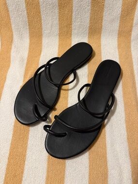 Reformation Black Ludo Toe Ring Sandal